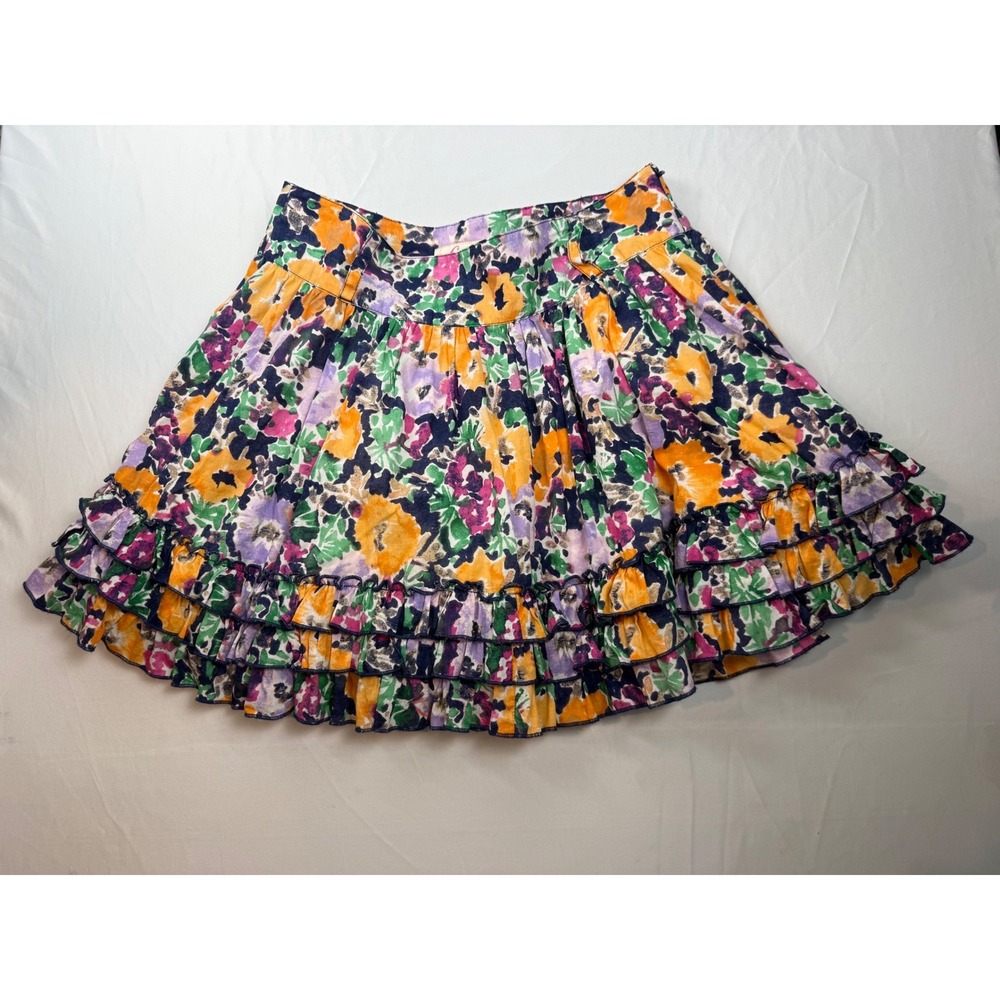 Candies 5 Floral Ruffle Mini Skirt Multicolor Cotton Tiered Boho Summer